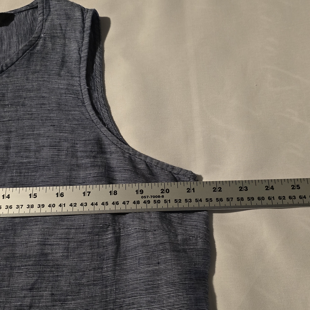 Ellen Tracy Sleeveless Tank-style Linen  Blouse Top In Heathered Blue. - Picture 4 of 6